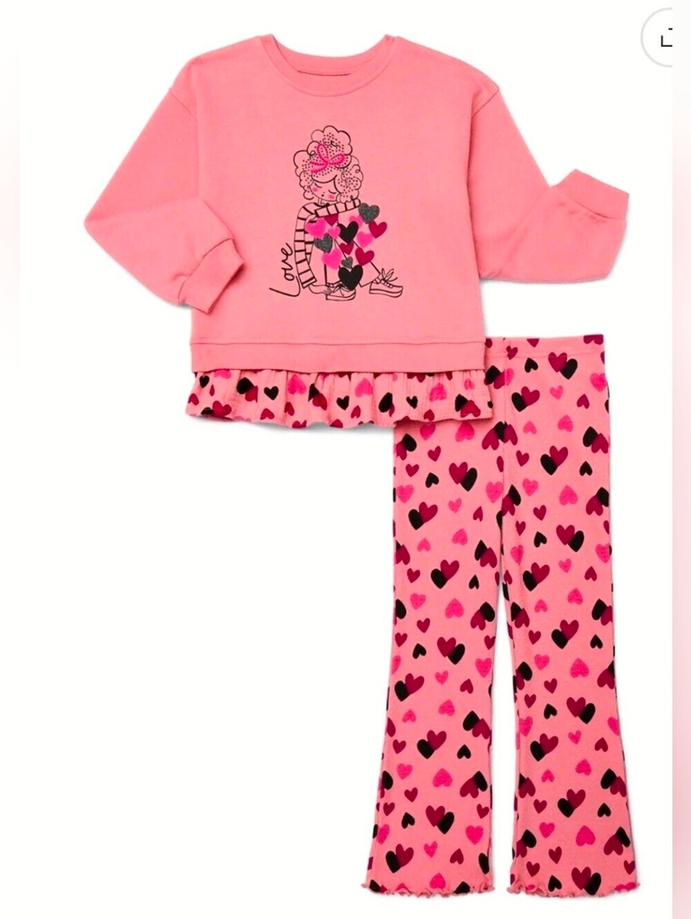 New Little Girls 2 pc Sweatshirt and Flare Leggings Set LOVE Size 4 Or 6